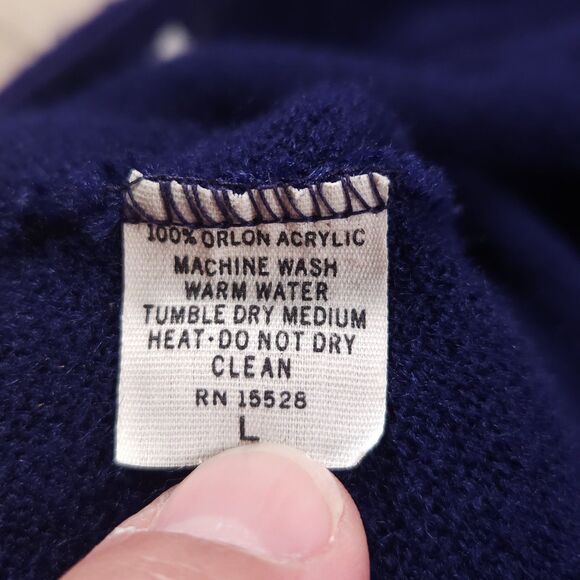 Vintage Izod Lacoste Cardigan Sweater Men L Blue Preppy Grandpa USA 80s - Picture 5 of 12